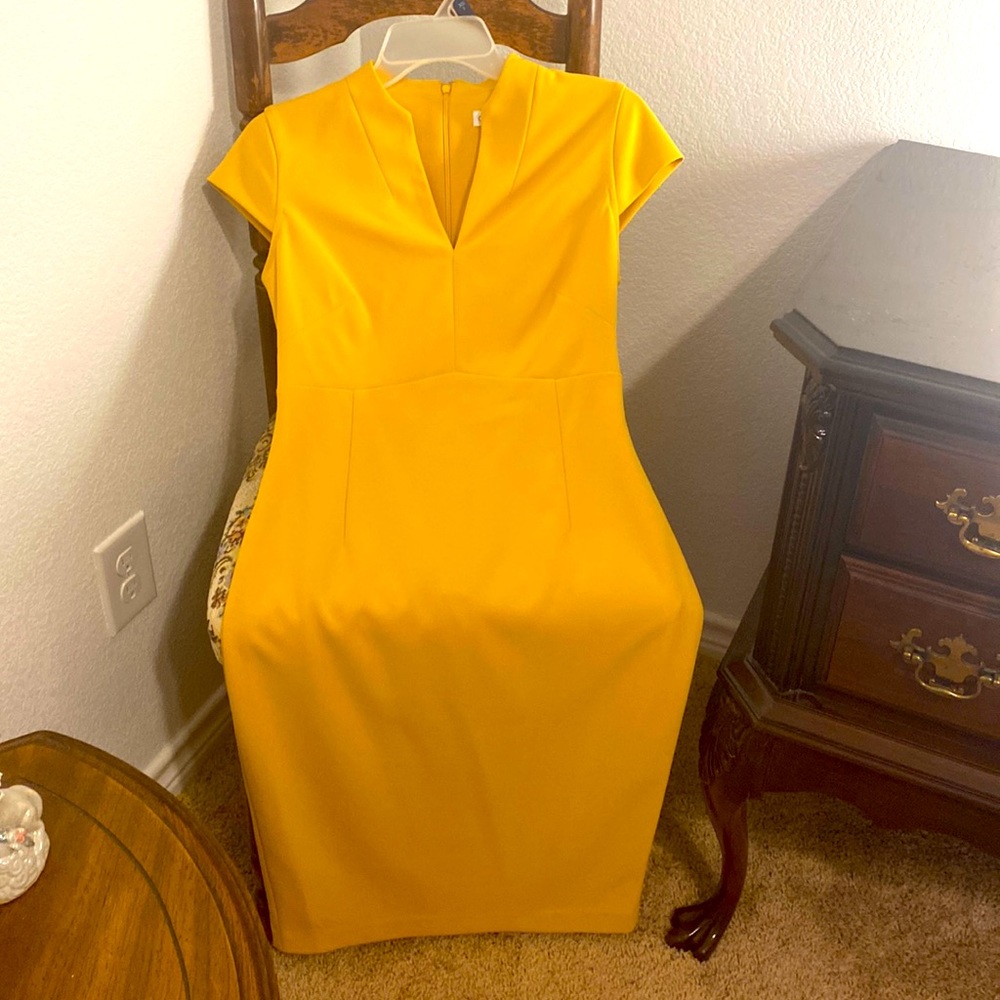 Yellow business casual dress